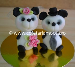 figurina ursi panda din martipan pentru nunta