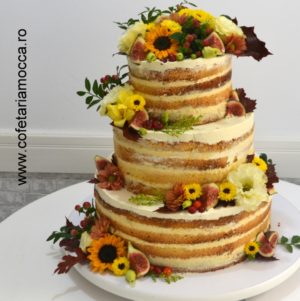 tort nunta naked cake floarea soarelui 02